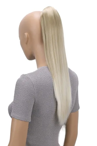 Miniatura 3 de CAISHA Extensiones de clip de cola de caballo de 20 pulgadas con pinza de mariposa recta rubio mezcla H55