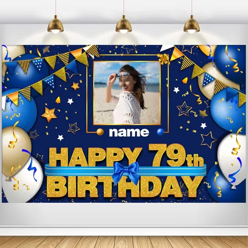 Miniatura 73 de Pancarta Personalizada de Decoraciones de Feliz Cumpleaños 101 - Telón de Fondo de 101 Años para Mujeres Hombres Niños Niñas Suministros de Fiesta