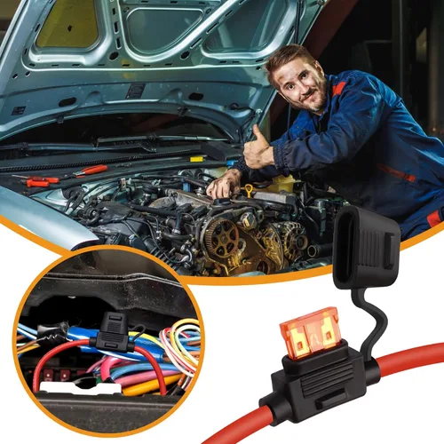Miniatura 6 de MulWark Paquete de 4 Cables Marinos de Cobre Estañado Calibre 10 Impermeables IP67 Portafusibles en Línea Pigtail Bloque de Fusibles de Cuchilla