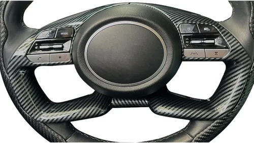 Ruihe Funda de volante de color de fibra de carbono moldura apta para Hyundai Elantra, Santa Cruz, Tucson 2021-2025 diseño universal y accesorio
