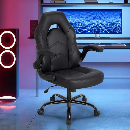 Miniatura 2 de DUMOS Silla ergonómica para juegos de computadora, escritorio de oficina en casa con soporte lumbar de piel sintética, juego de video grande y alto