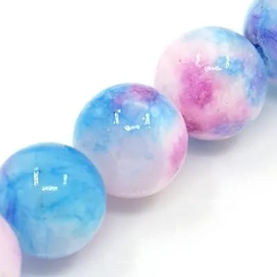 50 cuentas de jade persa natural de 0.315 pulgadas (0.315 in), cuentas espaciadoras sueltas redondas teñidas de color azul cielo profundo, piedras