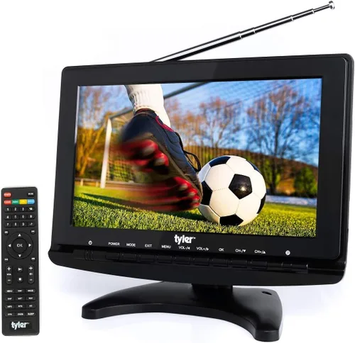 Tyler TTV706 TV LCD portátil de pantalla ancha de 10 pulgadas 1080P con antenas desmontables, HDMI, USB, RCA, radio FM, sintonizador digital