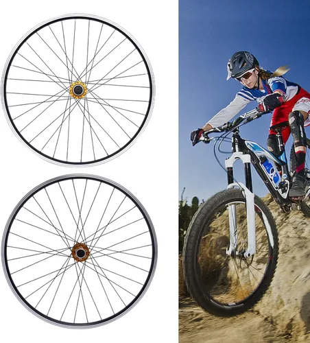 Miniatura 2 de DNYSYSJ Juego de ruedas de bicicleta de montaña de 27.5/29 pulgadas, ruedas de bicicleta de aleación de aluminio, freno de disco de llanta MTB Dorado