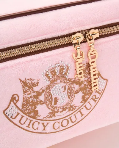 Miniatura 3 de Juicy Couture Bolso de Maquillaje Rosa Organizador de Cosméticos Esenciales de Viaje Estuche de Tren Corona de Perro de Terraza de Oro de Rinstone