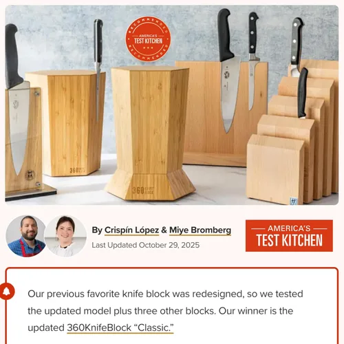 Miniatura 7 de 360KnifeBlock® - El 360KB™ (bambú) Bloque magnético giratorio para cuchillos de 25 cm de alto SeriousEats/Food&Wine MEJOR Bloque universal