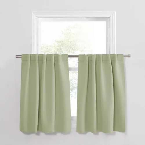 Miniatura 64 de PONY DANCE Cortinas cortas con aislamiento térmico para ventana pequeña, para guardería, baño, cocina, lavandería, caravana, sótano, 29 pulgadas