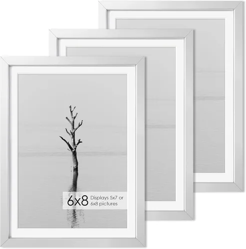 Miniatura 75 de Portarretratos de metal de 16 x 20 pulgadas con paspartú de 11 x 14 pulgadas, acabado de aluminio cepillado, parte delantera de vidrio templado