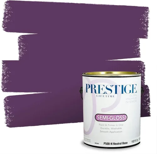 Miniatura 56 de PRESTIGE Pinturas de pintura interior e imprimación en uno, 1 galón, plano, combinación comparable de Sherwin Williams* Kimono Violet*
