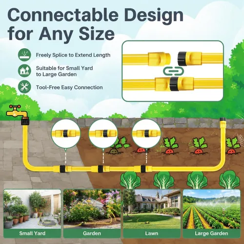 Miniatura 8 de Manguera de riego de 15 pies, paquete de 3, manguera corta flexible para rociadores para patio, sistema de manguera de riego por goteo de césped
