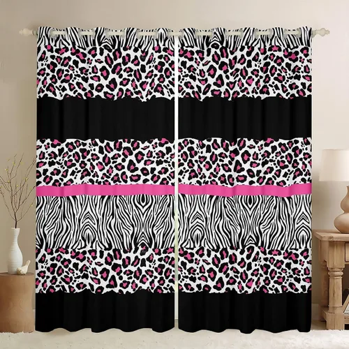 Miniatura 10 de Feelyou Cortinas opacas con estampado de leopardo de 30% a 50%, cortinas de oscurecimiento con estampado de guepardo para dormitorio, para niños