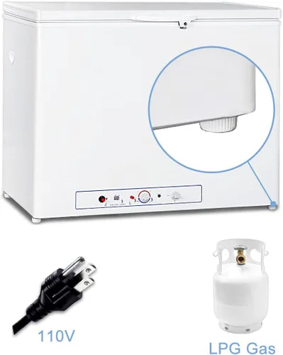 Miniatura 4 de Congelador de propano de 7 pies cúbicos, congelador de pecho profundo de 110 V/LPG con cerradura, puerta abierta superior, congelador de gas de 2
