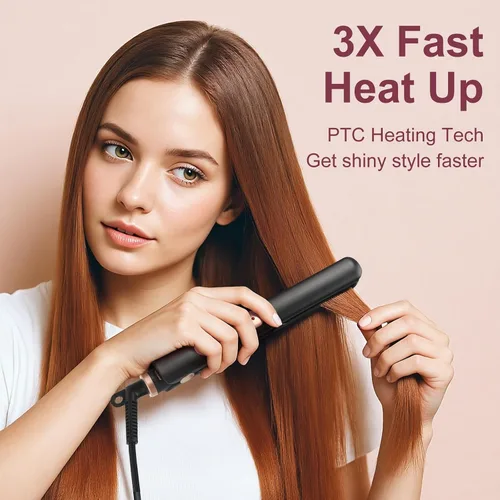 Miniatura 4 de JAETON Plancha plana pequeña de 0.7 pulgadas, mini alisador y rizador 2 en 1, calor 30S, rizador de viaje de doble voltaje, para cabello corto