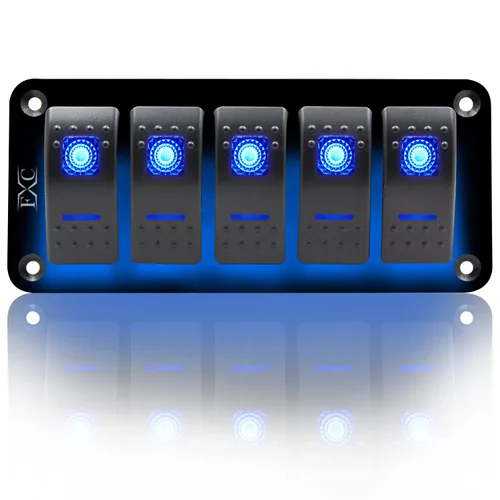 Miniatura 19 de FXC - Panel de interruptor basculante de aluminio de 6 bandas, interruptores de palanca de 5 pines encendido/apagado, 2 LED retroiluminados