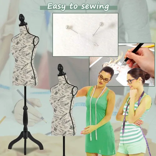 Miniatura 6 de Maniquí Torso Maniquí Forma Ajustable Cuerpo Manicano para Ropa, Maniquí Mujer de 60 a 67 pulgadas con Soporte Trípode Coser Forma de Vestido