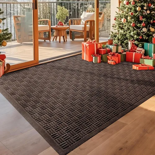 Miniatura 35 de Mibao Tapete para puerta delantera, resistente y duradero, tapete de bienvenida para interiores y exteriores, atrapador de suciedad, impermeable