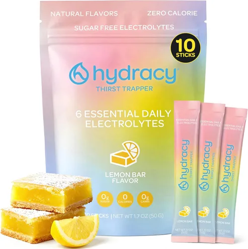Hydracy Paquetes de electrolitos en polvo, mezcla de bebida de hidratación baja en sodio sin azúcar, 6 electrolitos + 80 minerales traza sal marina