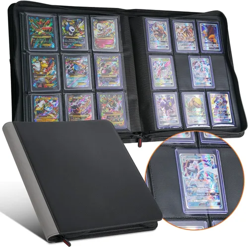 PREZA Carpeta Toploader - Capacidad para 216 cargadores superiores - Almacenamiento de 9 bolsillos para tarjetas de intercambio con fundas de doble