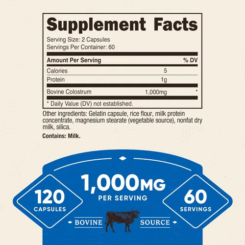 Miniatura 2 de Nutricost Calostro 1000 mg, 120 tapas, 60 porciones (3 botellas)