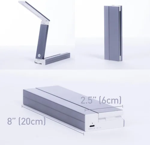 Miniatura 4 de Lámpara de escritorio LED portátil – ultracompacta, plegable, brillo ajustable, rotación de 180 grados, carga rápida tipo C para el hogar, oficina