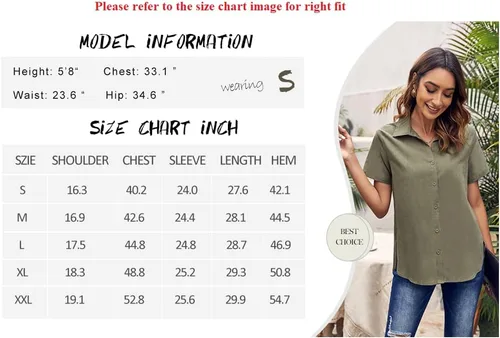 Miniatura 5 de Karlywindow blusa para mujer de lino y algodón con mangas largas, botones, escote en V, estilo informal y ajuste holgado