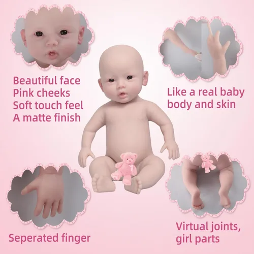 Miniatura 2 de YIQI Muñeca de bebé recién nacido de silicona completa de 18.5 pulgadas, no de vinilo, de silicona suave, muñeca realista renacida, regalo Bronceado