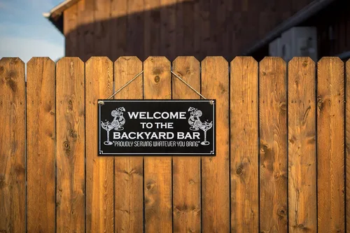 Miniatura 4 de CARISPIBET Letreros de bienvenida a la barra del patio trasero, letreros al aire libre para porche, placas decorativas para cocina, 6 x 12 pulgadas