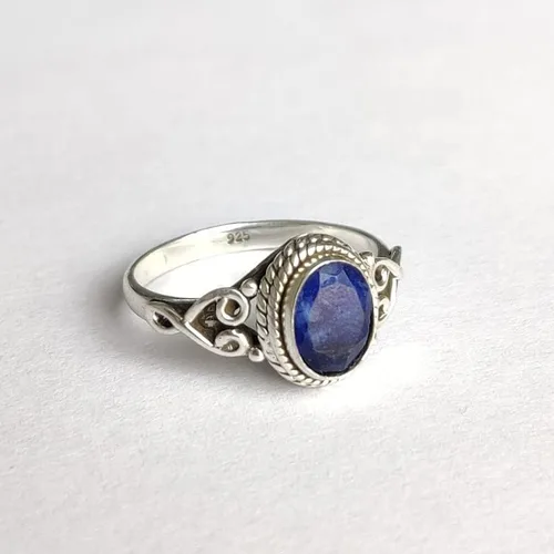 Miniatura 6 de Avicrafts Anillo de Piedra de Zafiro Azul Plata de Ley 925 Anillo Declarativo Para Mujeres Hecho a Mano Piedra Preciosa Joyería de Navidad Regalo