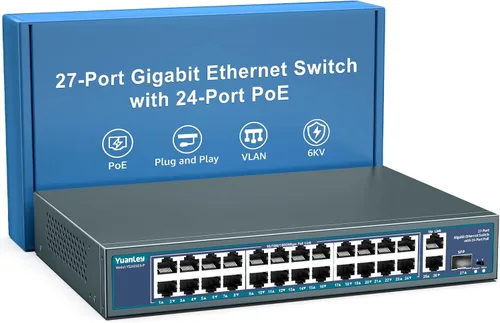 Miniatura 9 de YuanLey Interruptor Gigabit PoE de 5 Puertos con 4 Puertos PoE+ de 1000Mbps, 78W de Potencia Integrada 802.3af/at, Sin Ventilador, de Metal,