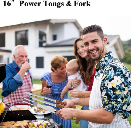Miniatura 6 de ROMANTICIST Juego de 27 piezas de utensilios de parrilla resistentes para hombres, papá, Navidad, accesorios de barbacoa extragruesos, kit