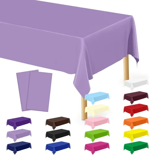 Miniatura 24 de Suministros de regreso a clases, 2 manteles de 108 x 54 pulgadas, manteles desechables coloridos para el primer día de escuela, rectangular