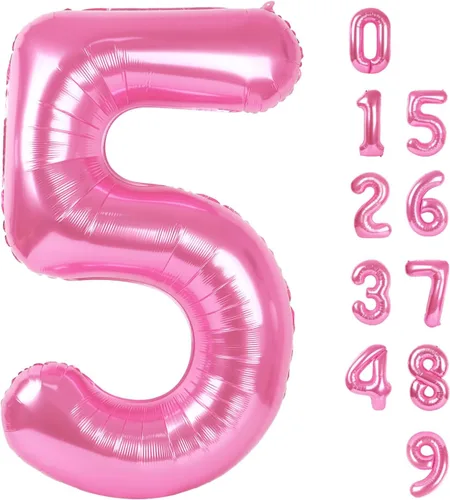 Miniatura 402 de Globos de números de 5 globos de 40 pulgadas, decoraciones de cumpleaños azules para niños y niñas, globos de números azul marino grandes