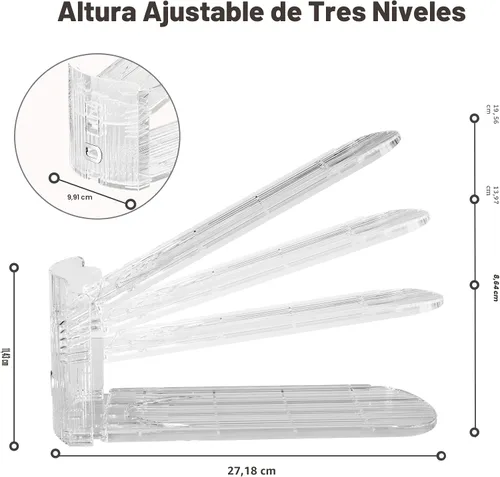 Miniatura 4 de Neprock Organizador de ranuras para zapatos para armario, paquete de 12 apiladores de zapatos acrílicos para un par de zapatos, 3 niveles ajustables