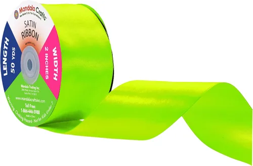 Miniatura 69 de Mandala Crafts Cinta de satén verde manzana para manualidades, cintas de tela de 1.5 pulgadas de ancho de 50 yardas para envolver regalos, ramos