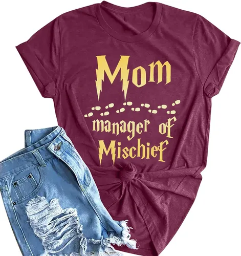 Camiseta divertida para mujer con diseño de gerente de travesuras, camisa fantástica para mamá, camisa mágica de mago, para el día de la madre