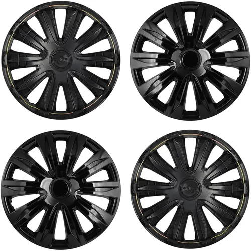 Miniatura 14 de OCPTY 4 unidades de cubiertas de rueda para llantas de coche, 16 pulgadas, tapacubos de rueda de acabado negro brillante y plateado, reemplazos