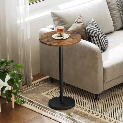 Miniatura 5 de YATINEY Mesa Auxiliar Redonda para Espacios Pequeños, Mesa de Bar Estilo Pedestal Martini en Sala de Estar, Dormitorio, Residencia, Marrón Rústico