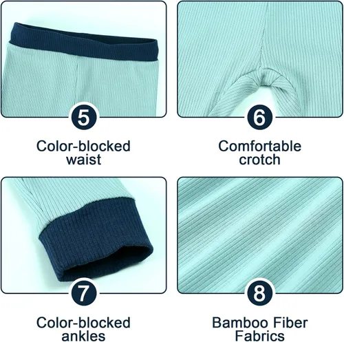Miniatura 11 de OPAWO Pijama de bambú para niños pequeños, camiseta acanalada y pantalones de 2 piezas para niña, ropa de otoño para bebé, ropa de invierno de 1 a 7