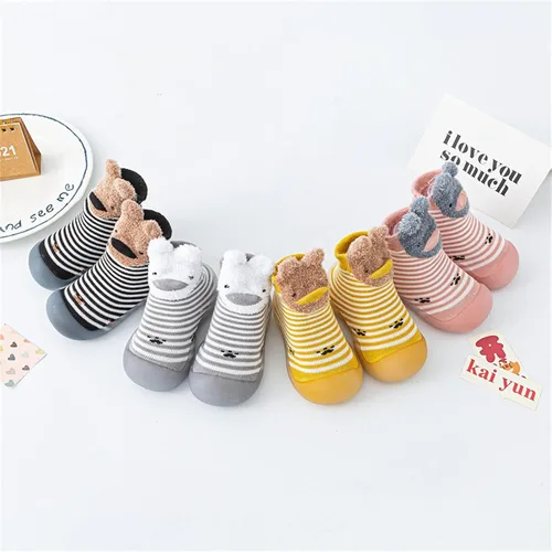 Miniatura 5 de Pantuflas antideslizantes para caminar y correr, mocasines para bebés y niños pequeños, mocasines antideslizantes con rayas arcoíris