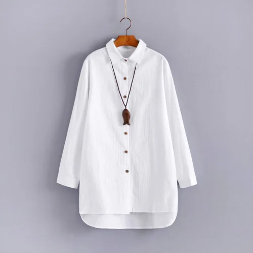 Miniatura 4 de Minibee Camisas de lino para mujer, blusas con botones