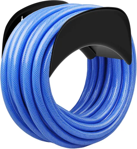 Miniatura 4 de Gardzen Soporte de pared resistente para manguera, gancho, estante, soporte para exterior, negro