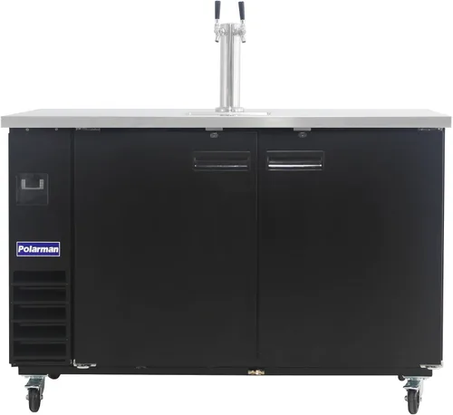 Miniatura 7 de Polarman Dispensador de cerveza Kegerator de 16.6 pies cúbicos con doble grifo para bares y restaurantes con 2 acopladores, bandeja de goteo de 33