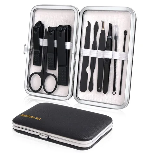 Miniatura 10 de Juego de manicura, mini cortaúñas de viaje, herramientas de cuidado de pedicura, 10 piezas de acero inoxidable (violeta)