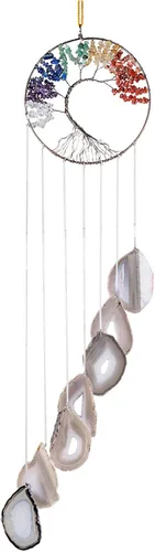 Miniatura 6 de Amogeeli 7 chakras cristal cobre árbol de la vida geoda ágata piedra colgante adorno decoración para meditación, boda