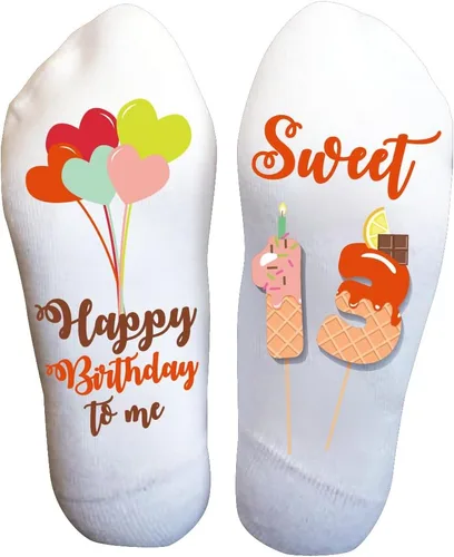 Miniatura 15 de Calcetines Divertidos Mis Quince para Niñas Adolescentes, Regalo de Quinceañera del 15º Cumpleaños, Recuerdo de Fiesta Personalizado