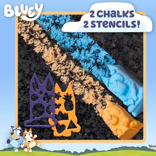 Miniatura 2 de Bluey Sidewalk Chalk y plantillas reutilizables, kit de arte de 4 piezas
