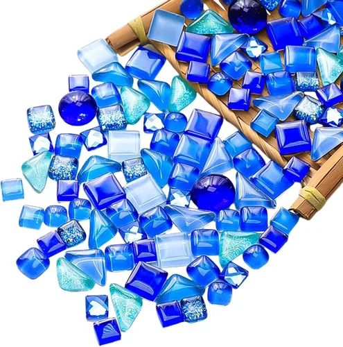 Azulejos de mosaico de cristal irregulares de 17.64 oz de colores mixtos, pequeños mosaicos de bricolaje para niños, manualidades de cristal hechas