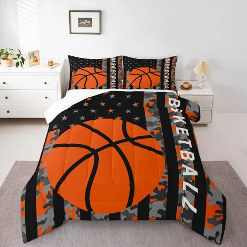 Miniatura 60 de Feelyou Juego de edredón de baloncesto para niñas y niños, juego de ropa de cama con juegos de pelota, decoración de habitación, regalo para amantes