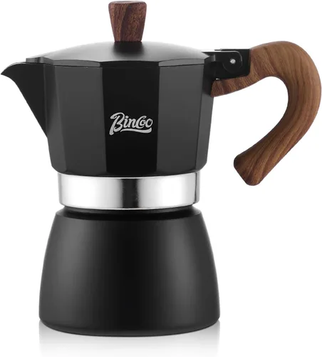 Estufa para máquina de café expreso, olla de camping Moka de 2 tazas/4.1 fl oz, cafetera italiana de café expreso, fácil de usar (negro)