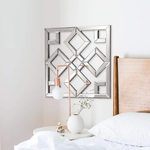 Miniatura 2 de Howard Elliott Moira - Espejo cuadrado entrelazado de pared con formas geométricas, pieza decorativa contemporánea biselada para entrada, baño